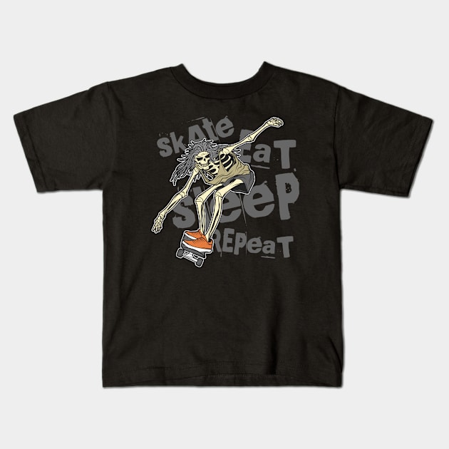 Skate Eat Sleep Repeat Kids T-Shirt by CyberpunkTees